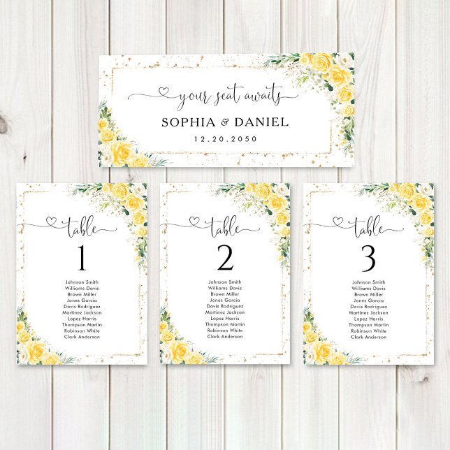 Elegant Yellow Floral Wedding Head Table Sign (Creator Uploaded)