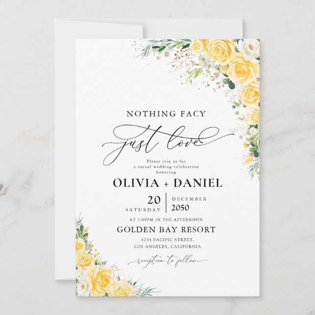 Elegant Yellow Floral Wedding Invitation (Front)