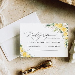 Elegant Yellow Floral Wedding RSVP Card