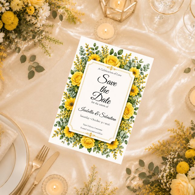 Elegant Yellow Floral Wedding Save The Date (Creator Uploaded)