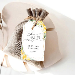 Elegant Yellow Floral Wedding Thank You Gift Tag
