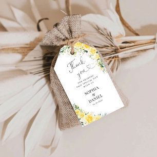 Elegant Yellow Floral Wedding Thank You Gift Tag