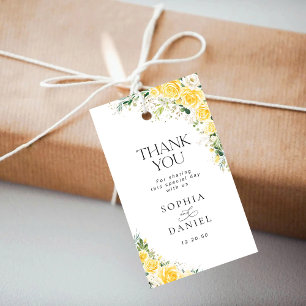 Elegant Yellow Floral Wedding Thank You Gift Tag