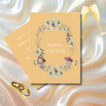 Elegant Yellow Flower and Mushroom Wreath Wedding