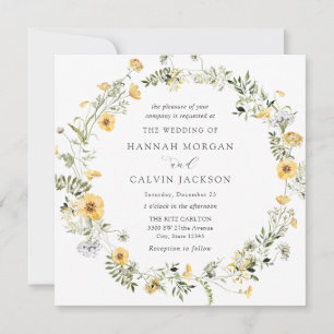 Elegant Yellow Flowers Wedding Invitation