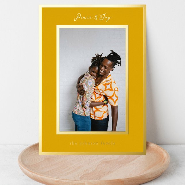 Elegant yellow Gold Christmas photo Holiday Card (Creator Uploaded)