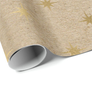 Elegant yellow gold Christmas star pattern Wrapping Paper