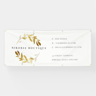 Elegant Yellow Gold Foliage Wreath Business Store Banner