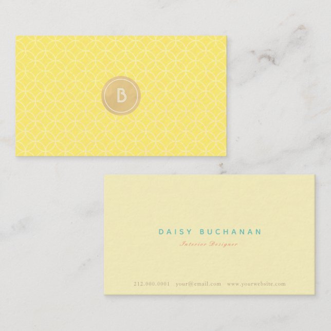 Elegant Yellow Gold Monogram Business Card (Front/Back)