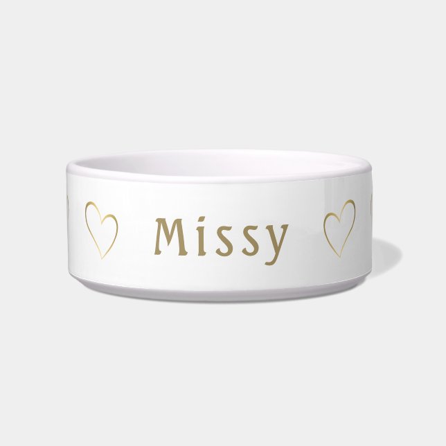 Elegant Yellow Gold Personalised Pet Bowl (Front)