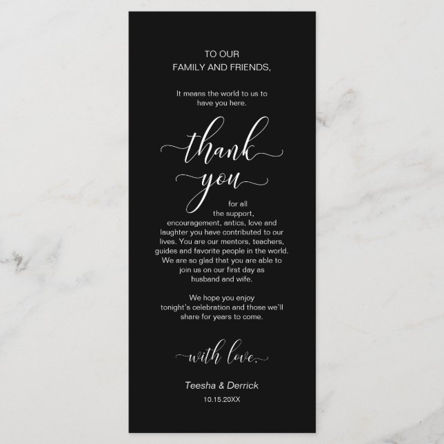 Elegant Yellow Gold, Place Setting Thank You Card (Front)