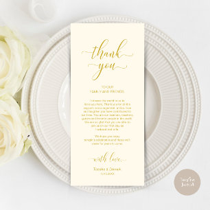 Elegant Yellow Gold, Place Setting Thank You Card