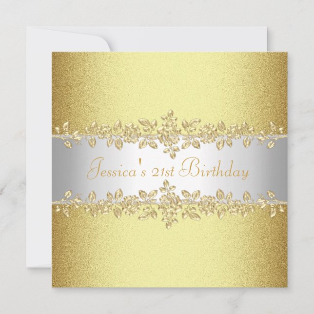 Elegant Yellow Gold Roses Birthday Party Invitation (Front)