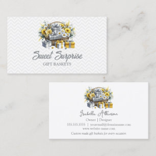 Elegant Yellow Gold Silver Gift Basket Business Card