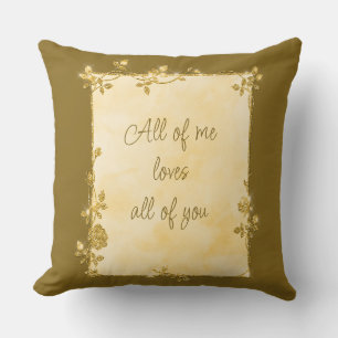 Elegant Yellow Gold Sparkle Frame Valentine Cushion