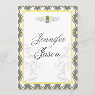Elegant Yellow & Grey Garden Wedding Invitations