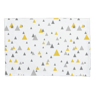 Elegant Yellow & Grey Triangles Modern Pattern Pillowcase