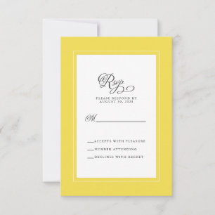 Elegant Yellow Grey Wedding Trendy Reply Enclosure RSVP Card