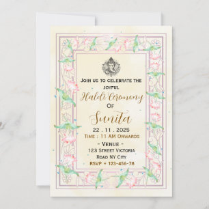 Elegant Yellow Haldi Ceremony Invitation Card
