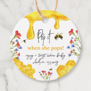 Elegant Yellow Honey Bee Floral Baby Shower Gift Favour Tags