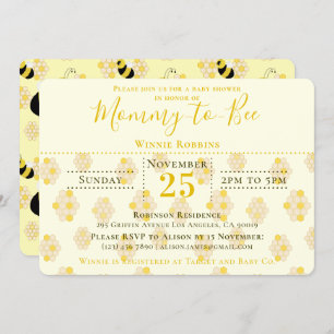 Elegant Yellow Honeycomb Mummy to Bee Baby Shower Invitation