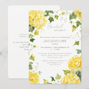 Elegant Yellow Hydrangea Bridal Shower Invitation