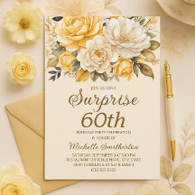Elegant Yellow Ivory Cream Floral Surprise 60th