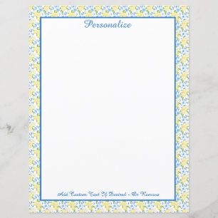 Elegant Yellow Lemon Fruit Blue Vine Personalised