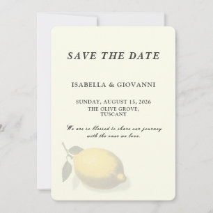 Elegant Yellow Lemon Tuscany Wedding Save The Date Invitation