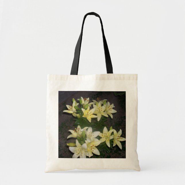Elegant Yellow Lilies on Dark Background Photo Tote Bag (Front)
