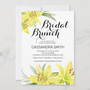 Elegant Yellow Lily Floral Bridal Brunch Shower Invitation