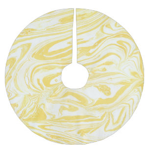 Elegant Yellow Marble: Hand-Drawn Texture Brushed Polyester Tree Skirt