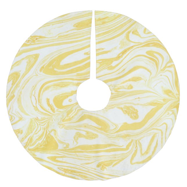 Elegant Yellow Marble: Hand-Drawn Texture Brushed Polyester Tree Skirt (Front)