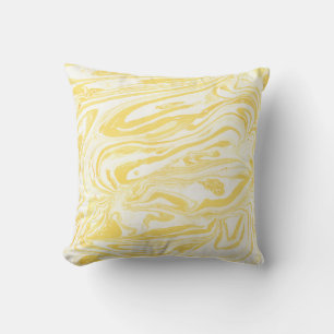 Elegant Yellow Marble: Hand-Drawn Texture Cushion