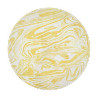 Elegant Yellow Marble: Hand-Drawn Texture Cutting Board