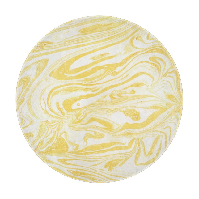 Elegant Yellow Marble: Hand-Drawn Texture Cutting Board (Front)
