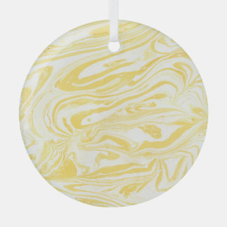 Elegant Yellow Marble: Hand-Drawn Texture Glass Tree Decoration