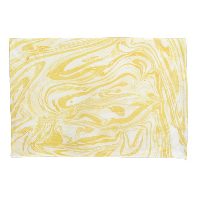 Elegant Yellow Marble: Hand-Drawn Texture Pillowcase (Front)