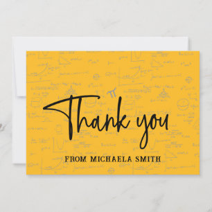 Elegant Yellow Mathematics Formulas Graduation Thank You Card