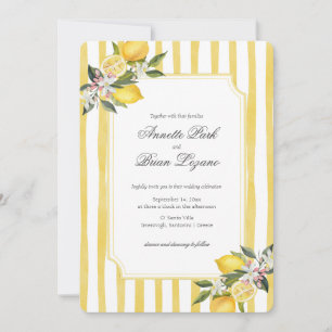 Elegant  Yellow Mediterranean Lemon Wedding Holiday Card