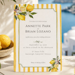 Elegant Yellow Mediterranean Lemon Wedding Holiday Card