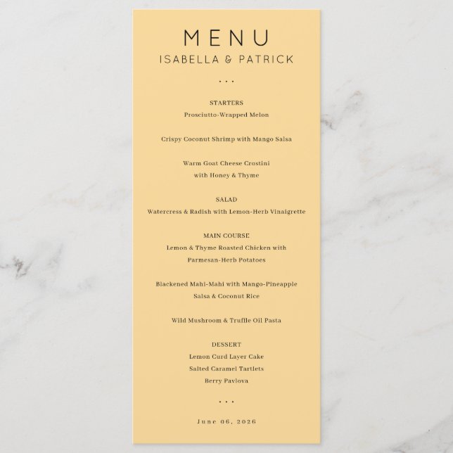 Elegant Yellow Menu Template (Front)