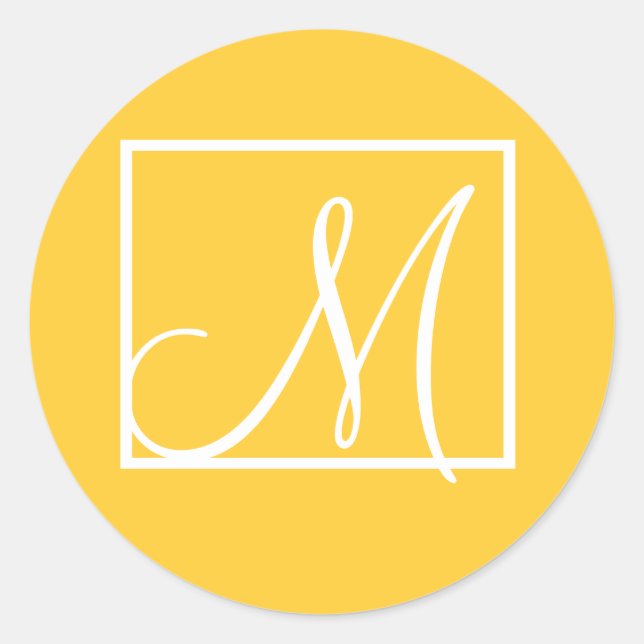 Elegant Yellow Monogram Wedding Invitation Label (Front)