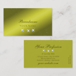 Elegant Yellow Olive Green Sparkle Jewels Modern Business Card