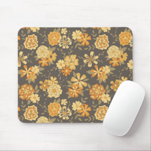 Elegant Yellow Orange Flowers Botanical Mouse Mat