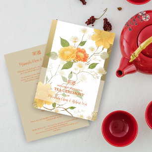 Elegant Yellow & Orange Shades Floral Chinese Tea Invitation