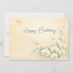 Elegant Yellow Orchid Birthday Card