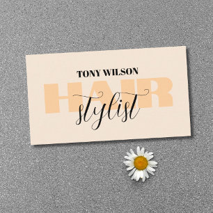 Elegant Yellow Peach Black Bold Hair Salon Business Card