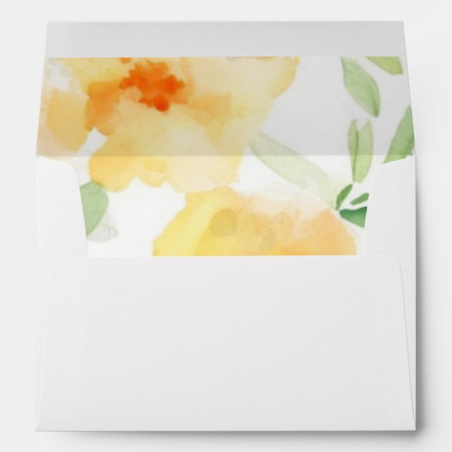 Elegant yellow peach orange watercolor floral  envelope (Back (Bottom))