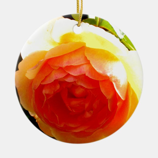 Elegant yellow peach red apricot floral rose ceramic tree decoration (Front)